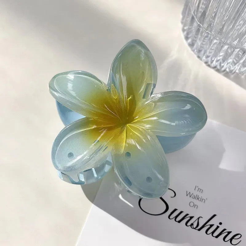 Large Floral Hair Claw Clip – Elegant Plastic Flower Clip for Women Hair Accessories Peaceful Pleasures Health and Wellness Gradient blue