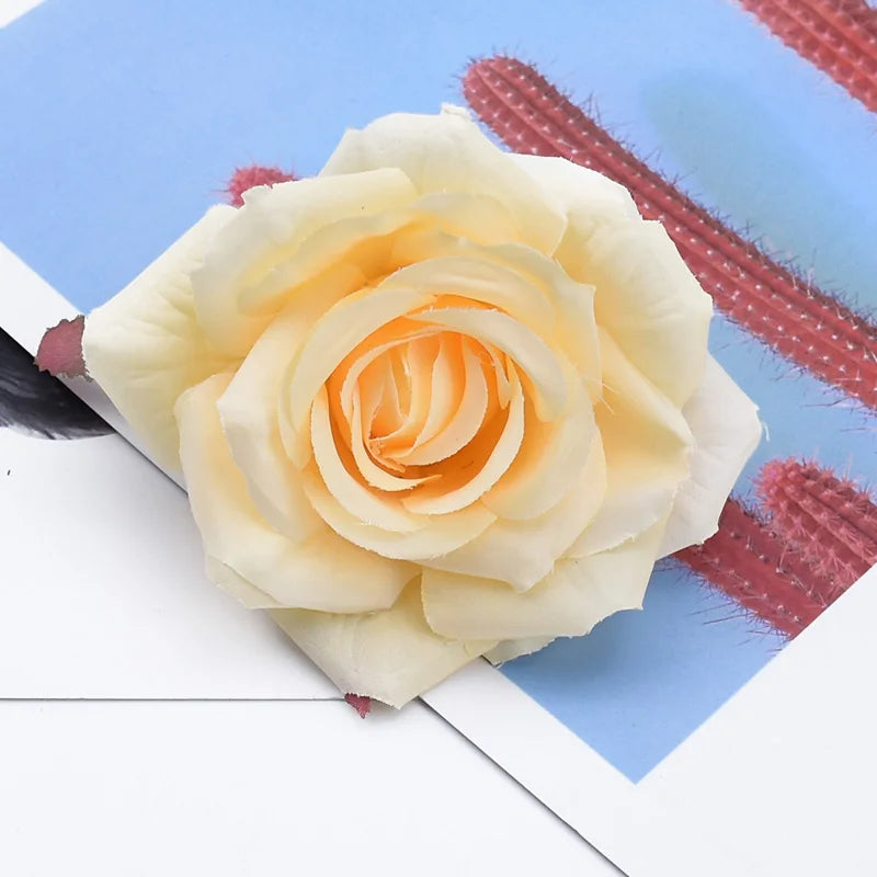 Artificial Silk Rose Flower Heads 5/10 Pcs – Wedding & Decor