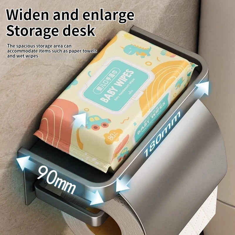 No-Drill Double Layer Toilet Paper Holder & Shelf | YUNJIEYA