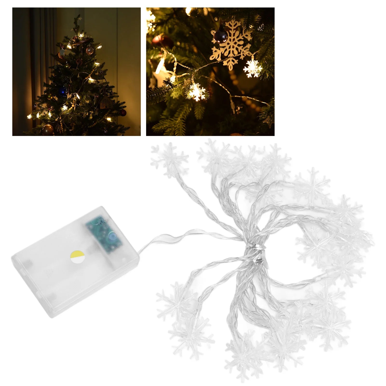 LED Snowflake Light String Beautiful Christmas String Battery Operated Great Gift Romantic for Party for Holiday for Christmas Peaceful Pleasures Health and Wellness