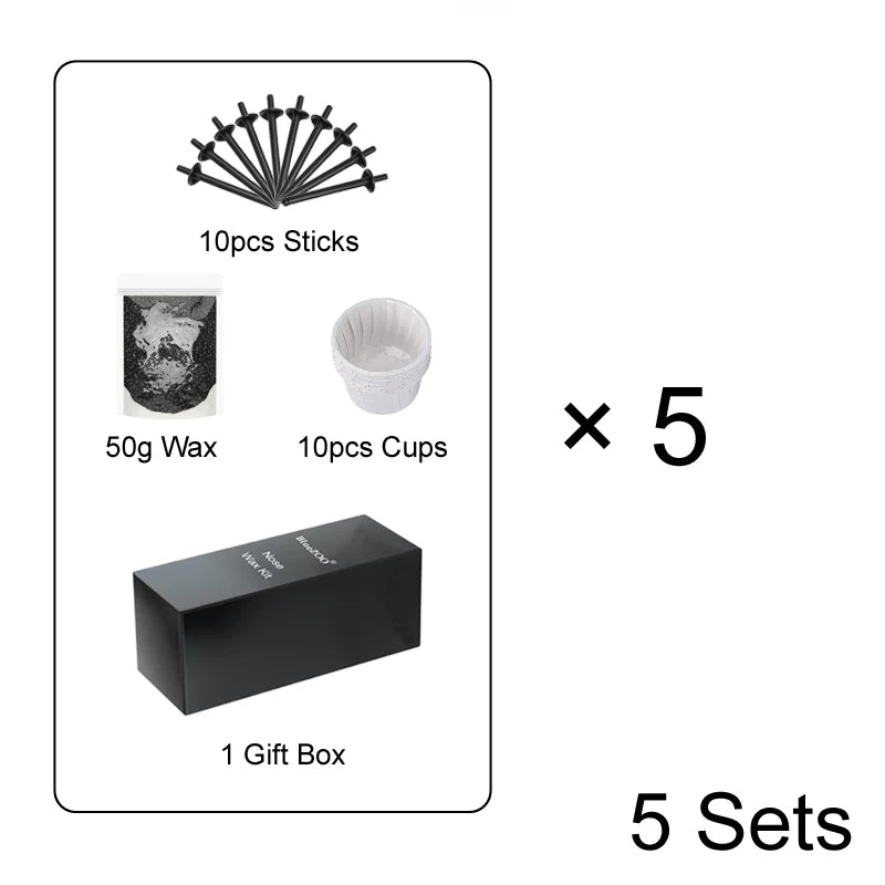 2026 Portable Nose And Ear Hair Removal Wax Bean Kit - Paper-Free Cleaning Set for Men & Women - Wax Bean Hair Removal Kit Peaceful Pleasures Health and Wellness 112-BlackX5