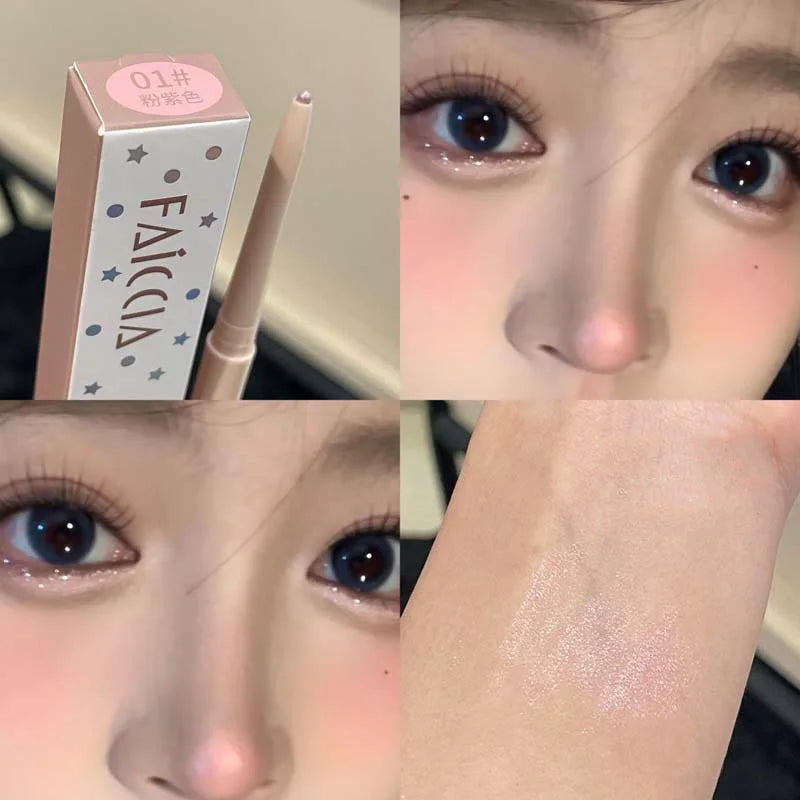 Matte Pink Glitter Eye Shadow Pencil | Lying Silkworm Pen