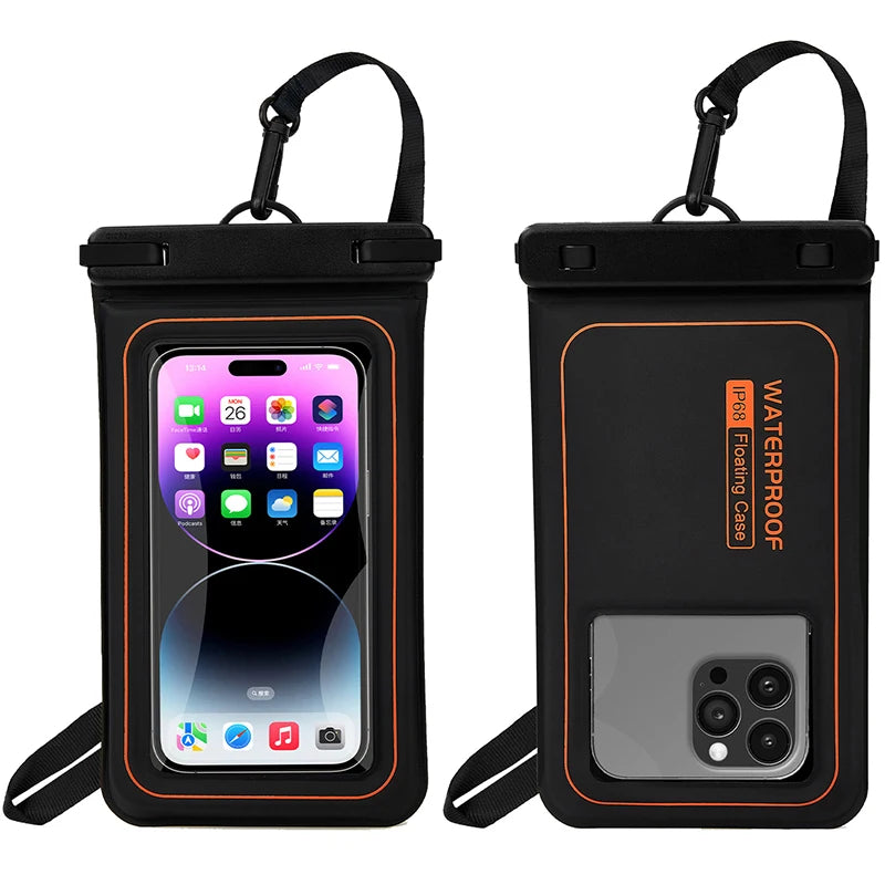 IPX8 waterproof phone pouch for swimming bag phone waterproof case mobile phone waterproof pack floating phone case under water Peaceful Pleasures Health and Wellness Black