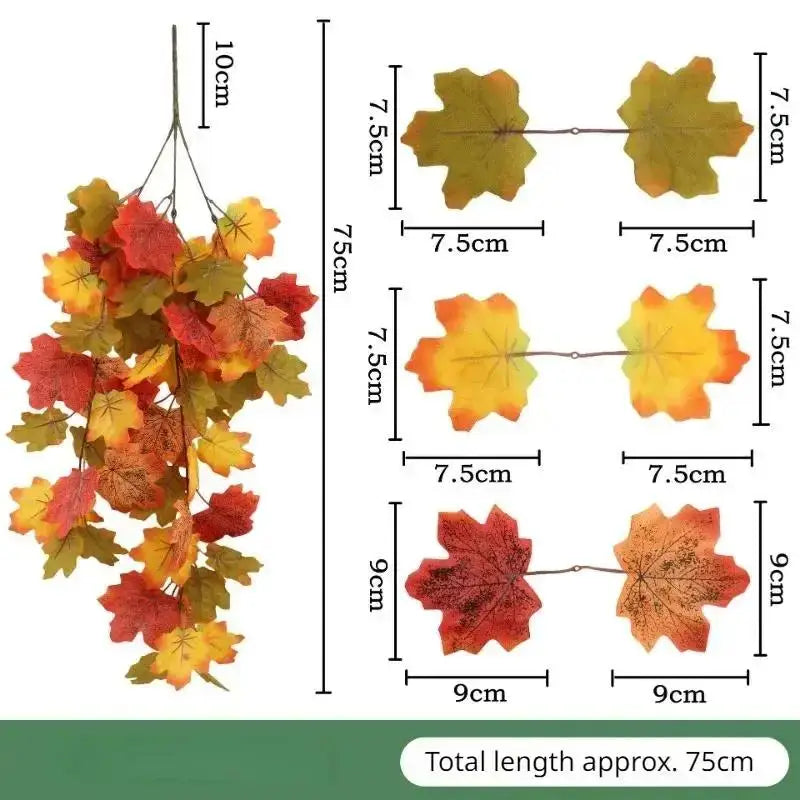 Halloween Simulated Maple Leaf Vine Wall Hanging Autumn Party Rattan
