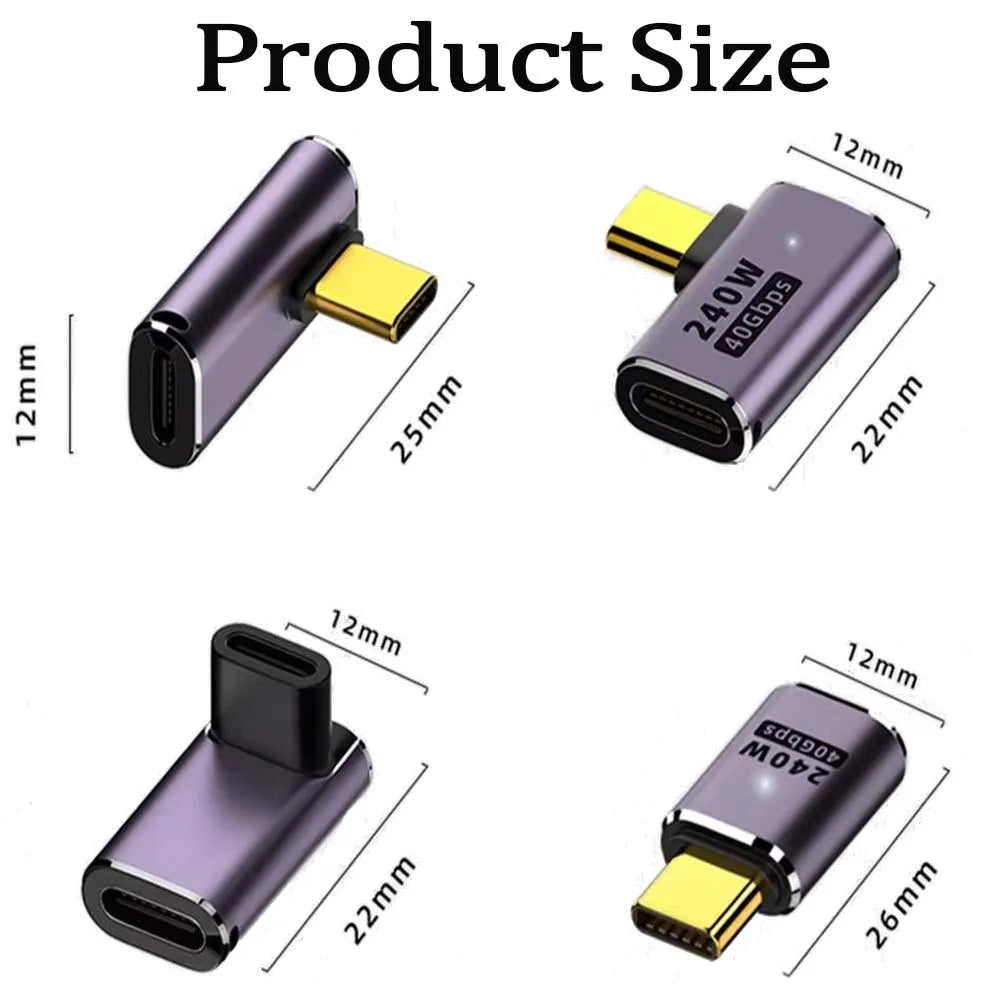 USB-C OTG Adapter 240W 40Gbps 8K 60Hz – 90/180° Elbow Peaceful Pleasures Health and Wellness
