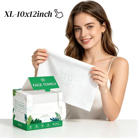 Disposable Biodegradable Face Towels – Lint-Free 50 Count Disposable Face Towels Peaceful Pleasures Health and Wellness