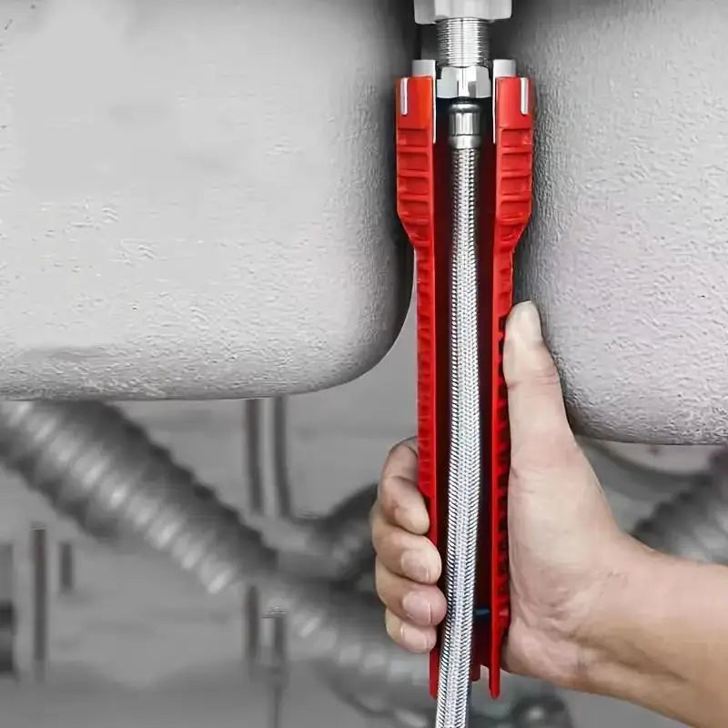[Universal Fit Bathroom Faucet Wrench] 1pc High-Grade 5-in-1 Multifunctional Sink Wrench - Durable Plastic, Universal Fit for Peaceful Pleasures Health and Wellness Red