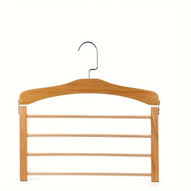 Solid Wood Multi-Tier Trouser & Coat Rack – Towel, Scarf & Tie Organizer