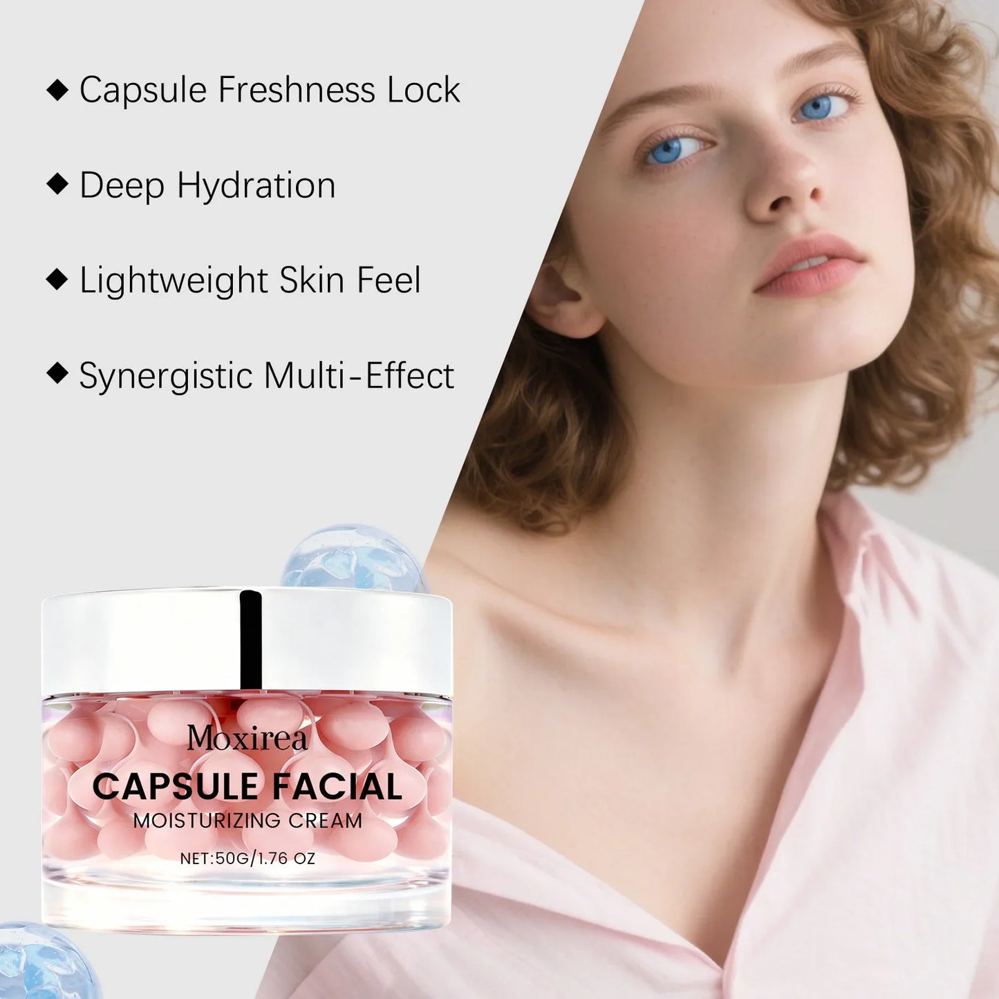 MOXIREA Pink Capsule Face Cream – Hydrate, Brighten & Firm 50g