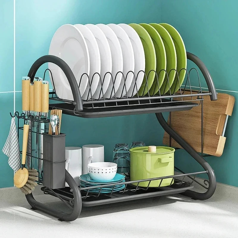 Luxury Kitchen Supplies Storage Rack Drain Rack Dish Plate Holder Household Large Tableware Storage Shelf Organizer Plate Rack Peaceful Pleasures Health and Wellness