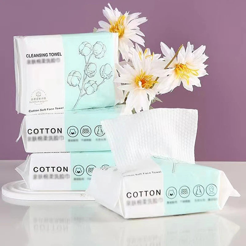 100 Pumps Thickened Disposable Face Towel 100Cotton Soft Fabric Travel Cleansing Dry Wet Makeup Remover Pearl Cotton Reusable Peaceful Pleasures Health and Wellness