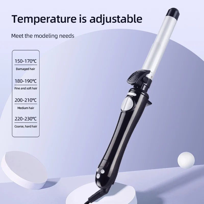 360 Aluminum Wavy Automatic Rotating Electric Curling Iron Straightener PTC Heating 9 Temperature Settings All Hair Household Peaceful Pleasures Health and Wellness