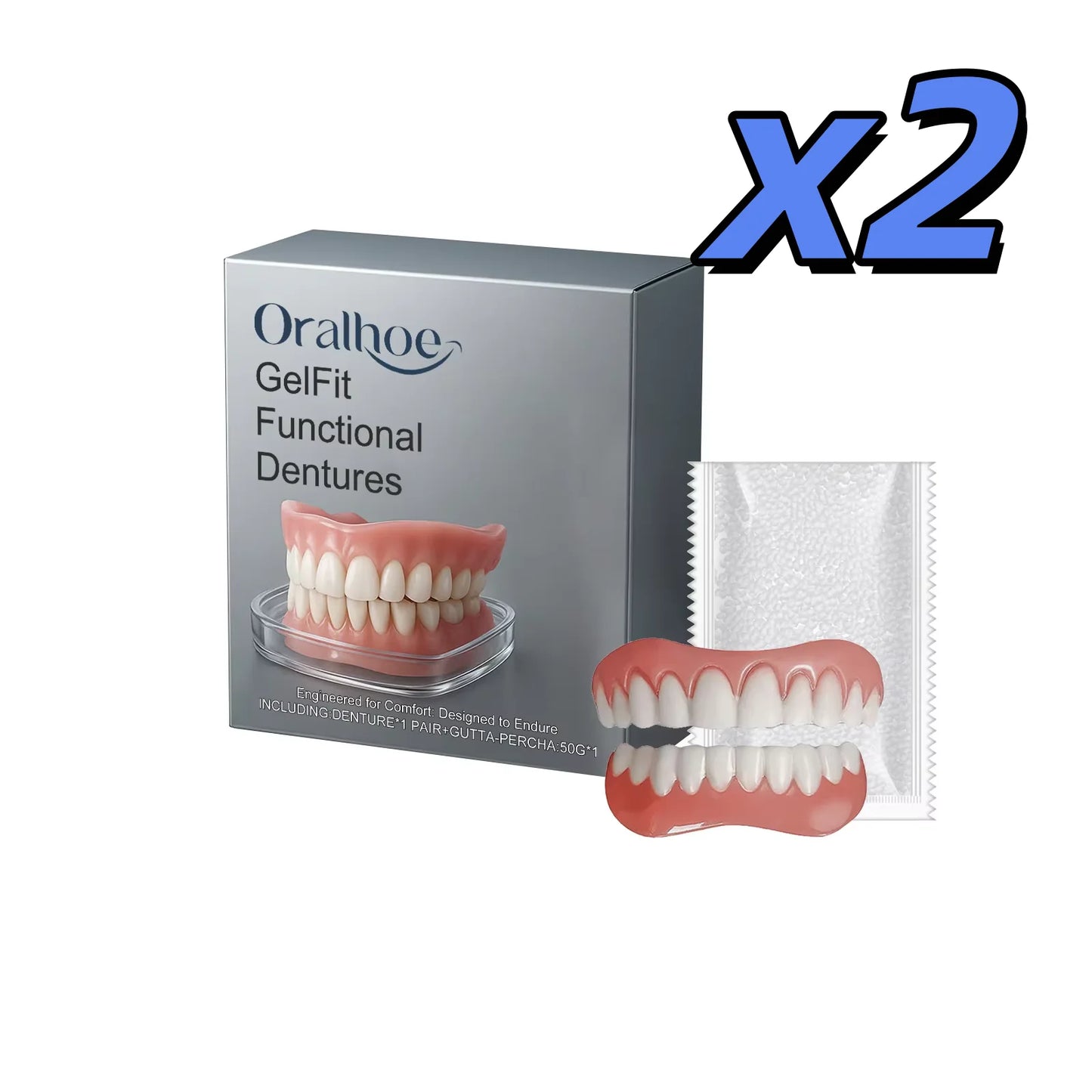 Silicone Veneer Teeth Kit | Fill Gaps Upper & Lower Denture Set