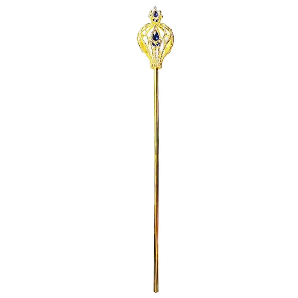 Queen Scepter Costume Staff Gold Comics Princess Wand Role Play Props with Rhinestones for Party Dress-up Costume Peaceful Pleasures Health and Wellness