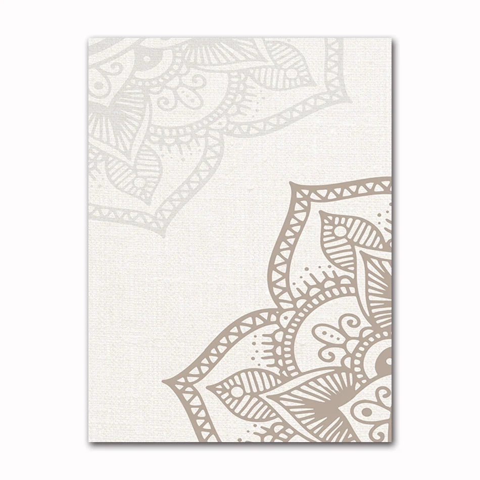 Bohemia Mandala Floral Beige Abstract Posters Canvas Painting Wall Art Print Pictures for Living Room Interior Home Decoration Peaceful Pleasures Health and Wellness 60314-04 20x30cm Unframed