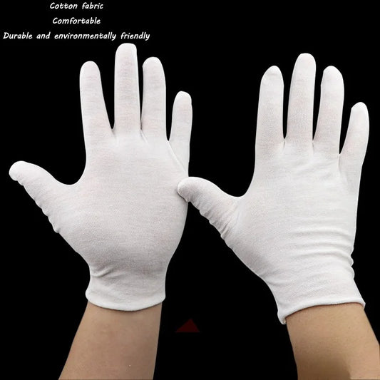 Pure Cotton Work White Gloves Etiquette Gloves Collectible Items White Anti-slip and Anti-stain Cotton Wear-resistant Gloves Peaceful Pleasures Health and Wellness