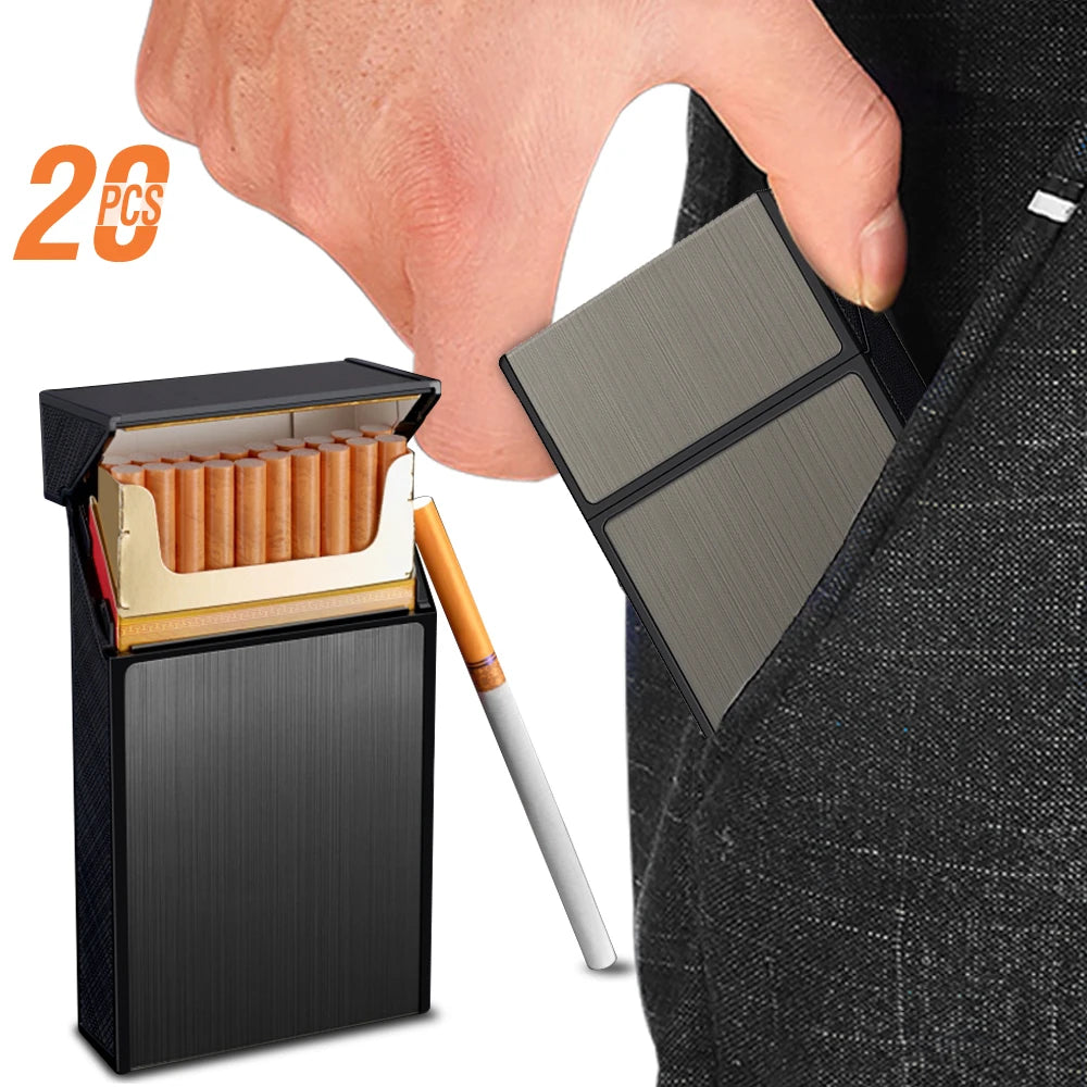 Long Cigarette Case Ultra Thin Flip Cover 20pcs Cigarettes For 100mm Storage Container Box Tobacco Case Smoking Tool Men's Gifts Peaceful Pleasures Health and Wellness