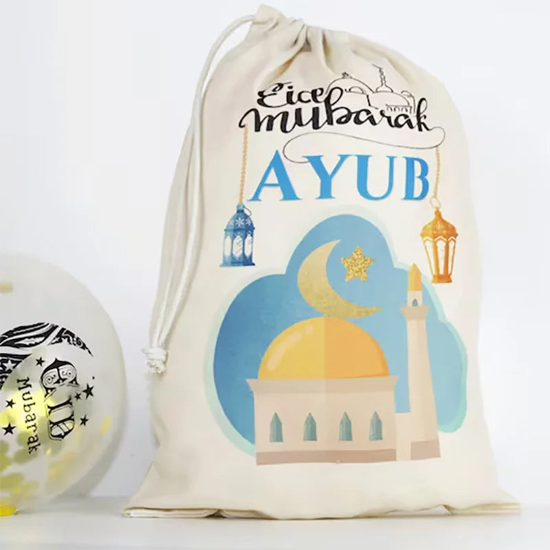 Personalised Eid Mubarak Gift Sack | Kids Islamic Ramadan Bag Personalised Gift Sack Peaceful Pleasures Health and Wellness