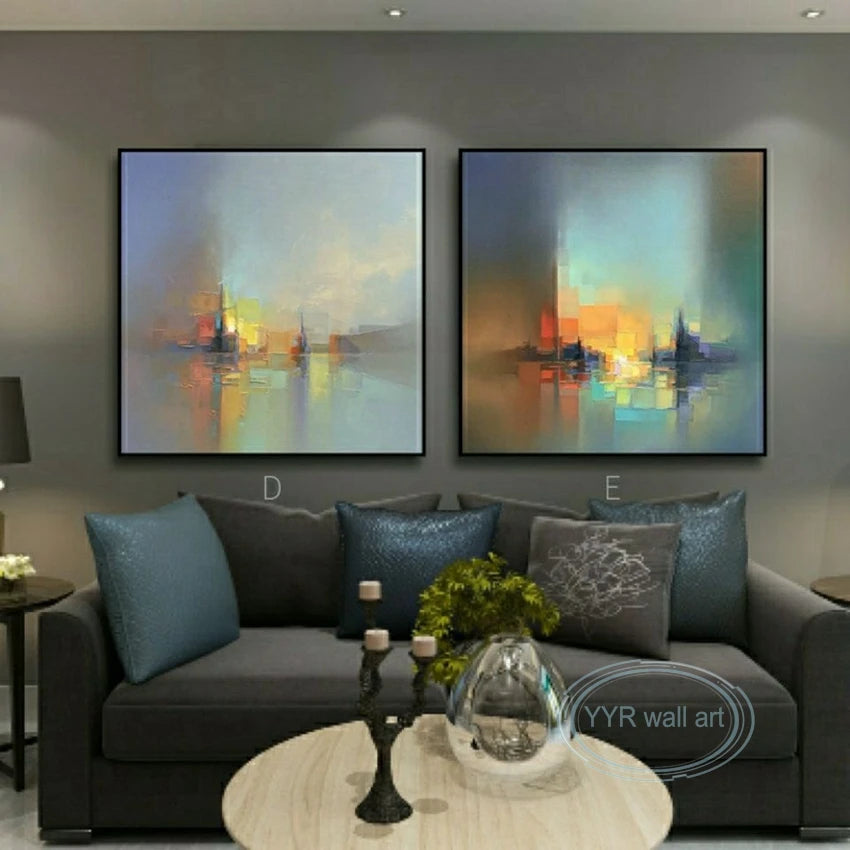 Abstract Art Oil Painting Handmade Canvas Hanging Poster Modern Combination Decorative Mural For Living Room Bedroom Restaurant Peaceful Pleasures Health and Wellness