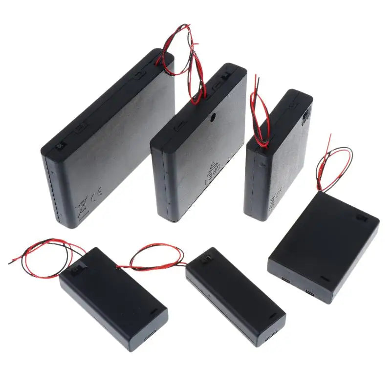 All Black AA Battery Holder Storage Case Box With Switch And Cover For AA Batteries Standard Container 1 2 3 4 6 Slots Peaceful Pleasures Health and Wellness