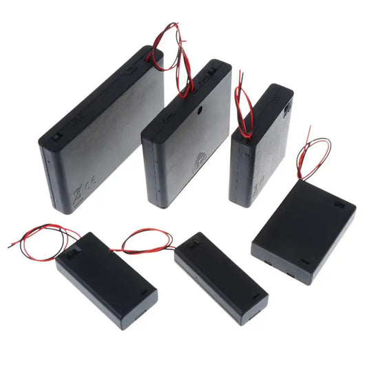All Black AA Battery Holder Storage Case Box With Switch And Cover For AA Batteries Standard Container 1 2 3 4 6 Slots Peaceful Pleasures Health and Wellness