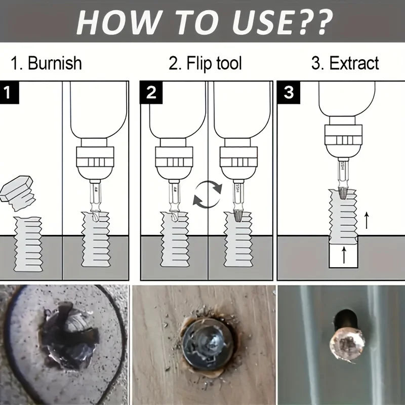 Screw Extractor Alloy Steel Damaged Remover Metal Easy Out Drill Bits
