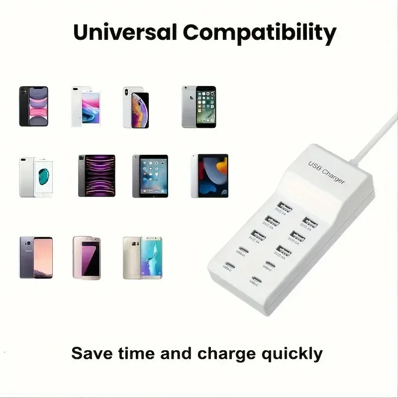 10-Port USB Charging Station 5V 15A | Desktop Hub EU US UK