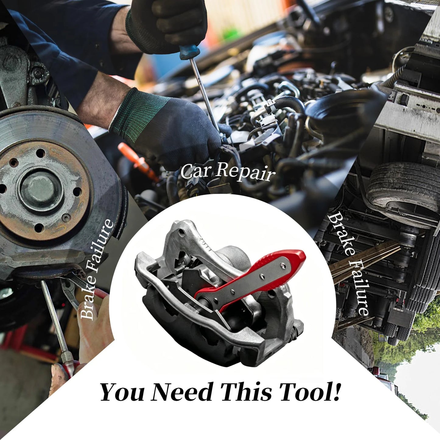 360° Brake Caliper Piston Compressor Tool | Steel Plate & Hooks