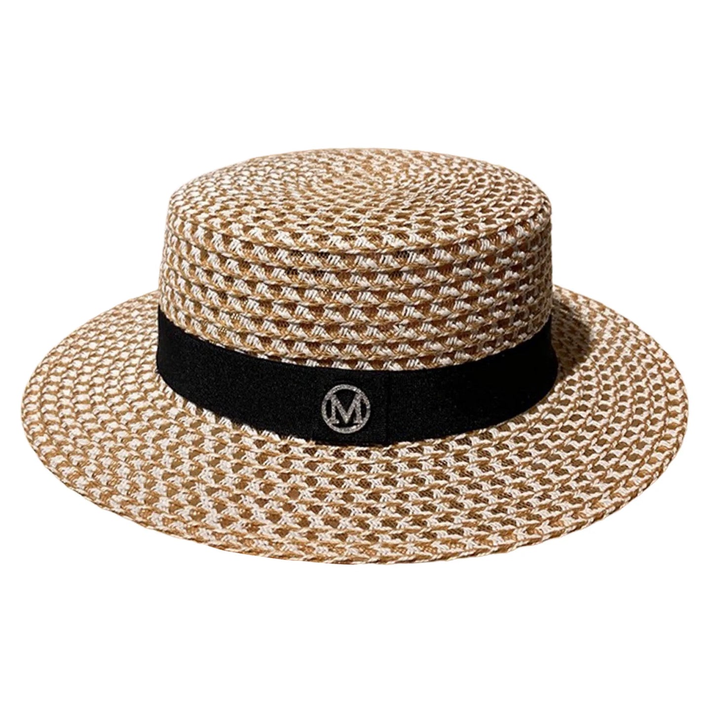 Women's Summer Straw Sun Hat French Style Knitted Straw Hats Sun Shade Hat Perfect Gift for Birthday Holiday Peaceful Pleasures Health and Wellness Khaki