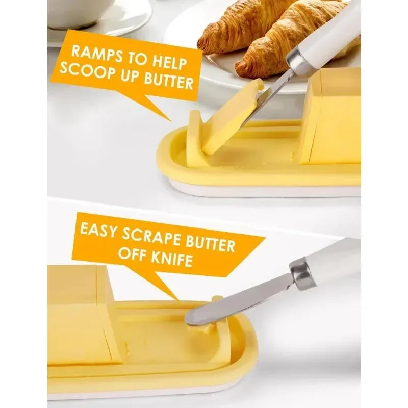 Fresh Keeping Butter Box with Lid and Knife Plastic Solid Cheese Storage Container Kitchen Supplies Butter Dish Peaceful Pleasures Health and Wellness