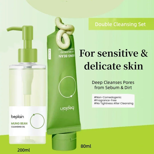 Mung Bean pH-Balanced Foam & Blackhead Cleansing Oil Set Peaceful Pleasures Health and Wellness