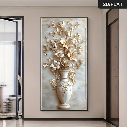 Frameless Modern Abstract Golden Vase Floral Wall Art Canvas Painting Large Home Decor High-Quality Print Art Canvas Wall Decor Peaceful Pleasures Health and Wellness ZLH7177 70x140cm No Frame