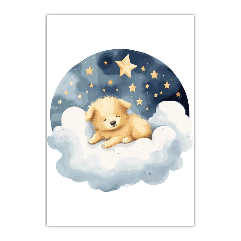 Nursery Wall Art, Nordic Cute Animal Cartoon Canvas Painting | Baby Poster for Toddler Kids Room Decor Peaceful Pleasures Health and Wellness 02 40x60cm No Frame China Mainland