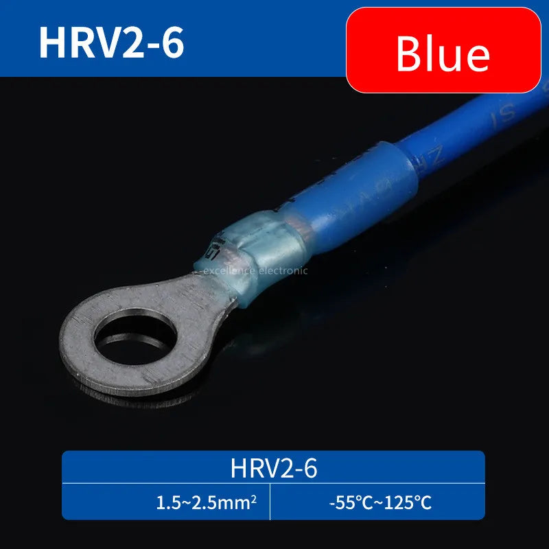 20PCS RV Circular Heat Shrink Waterproof End Male Female Plug Spring Quick Wiring Annular Pre Insulated Cold Pressed Terminal Peaceful Pleasures Health and Wellness RV2-M6 Blue