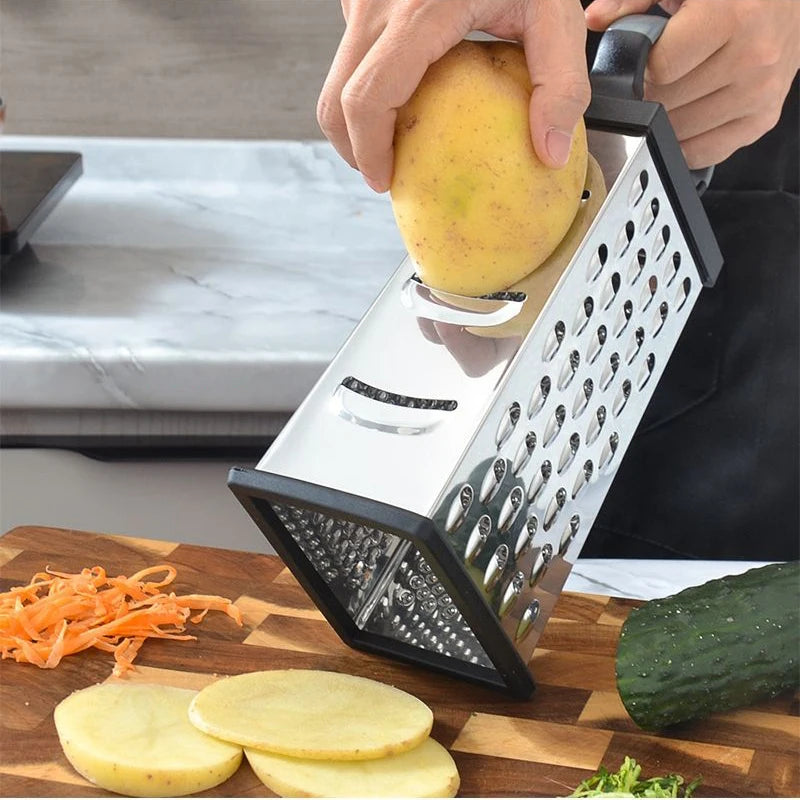 9" 4-Sided Stainless Steel Box Grater with Handle | Rust-Proof