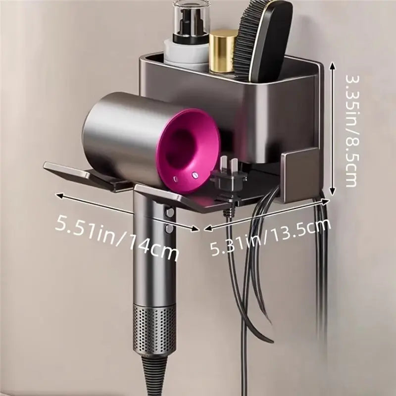 Y51A-No-Drill Hair Dryer Holder, Wall-Mounted Bathroom Organizer For Electric Blow Dryers- Easy Installation Included Peaceful Pleasures Health and Wellness
