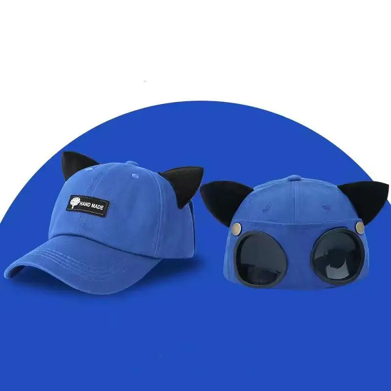 Embroidered Cat Ear Baseball Cap – UV Protection Sunhat
