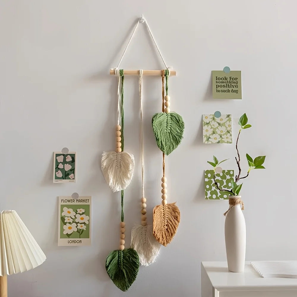 Handmade Macramé Leaf Wall Hanging | Boho Tapestry Home Decor