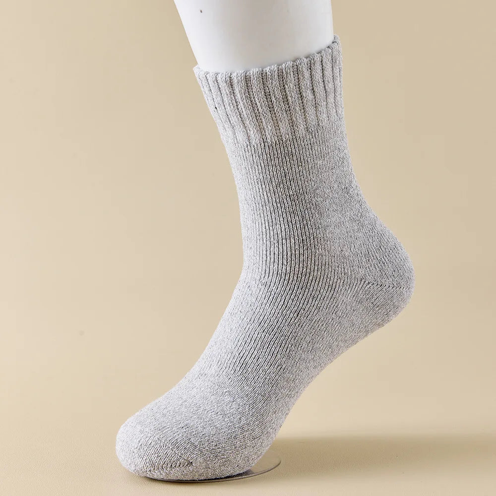 3/5Pair Men's Winter Merino Wool Socks High Quality Thick Warm Harajuku Retro Snow Casual Antifreeze Cashmere for Men Peaceful Pleasures Health and Wellness 3 Pairs Gray One Size