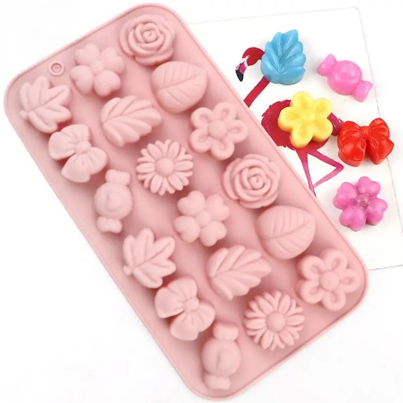 18-Hole 3D Silicone Baking Mold – Flower, Leaf & Candy Shapes Silicone Baking Mold Peaceful Pleasures Health and Wellness