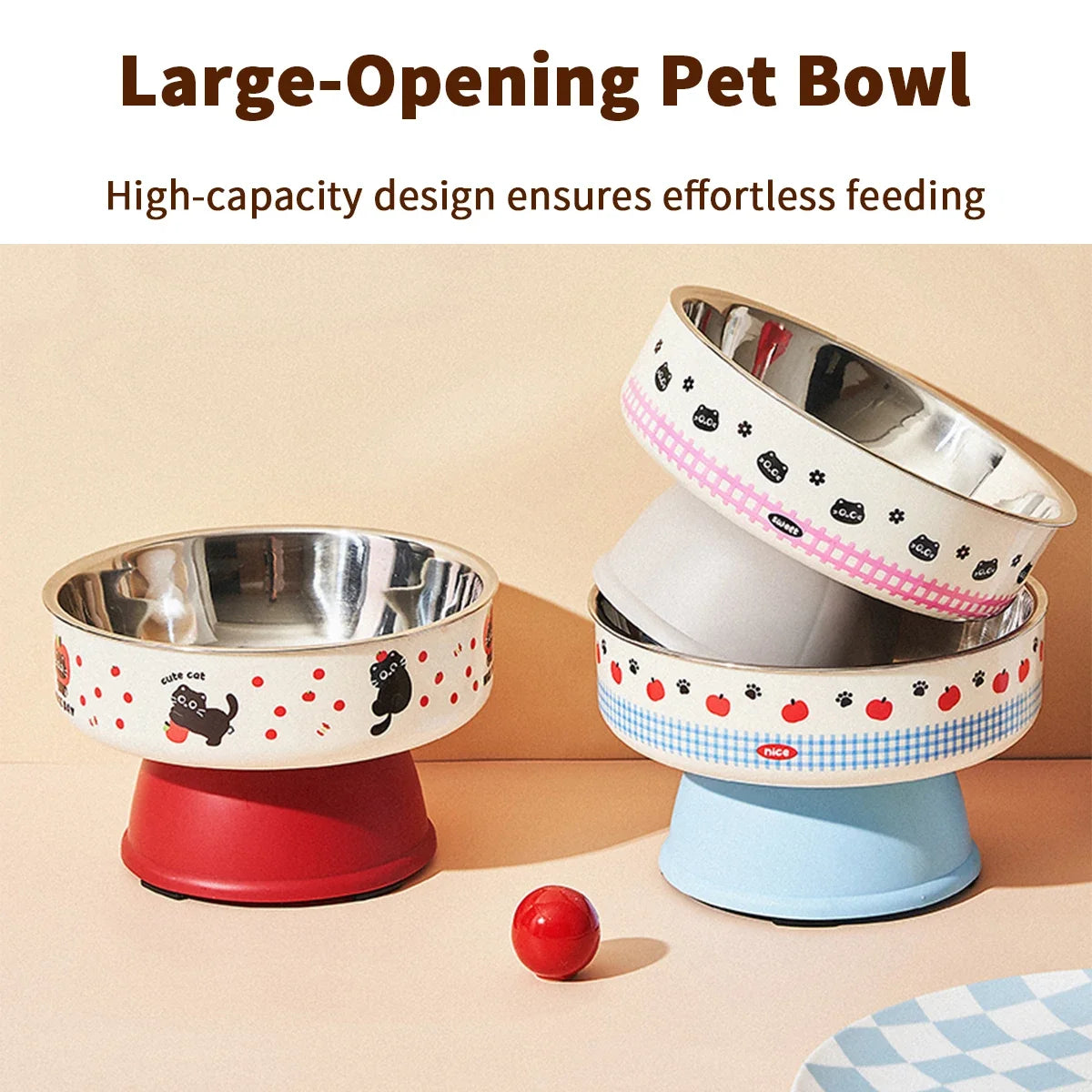 New Cat Bowls Pet Stainless Steel Bowls Cat High Foot Neck Protection Bowls Dog Large Capacity Feeding Device Dog Bowls Pet Bowl Peaceful Pleasures Health and Wellness