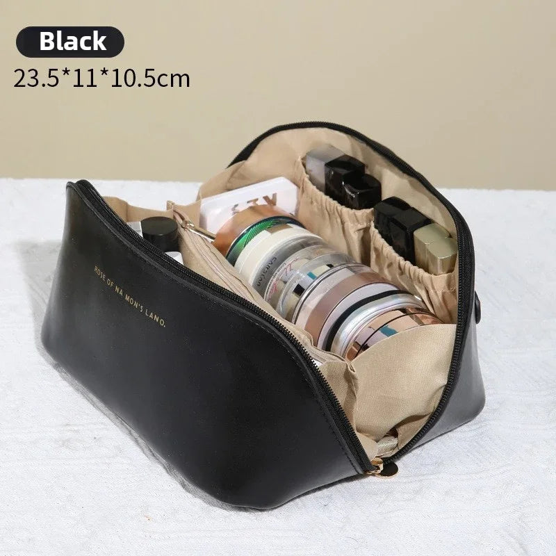 Large Waterproof Travel Makeup Bag with Divider & Handle