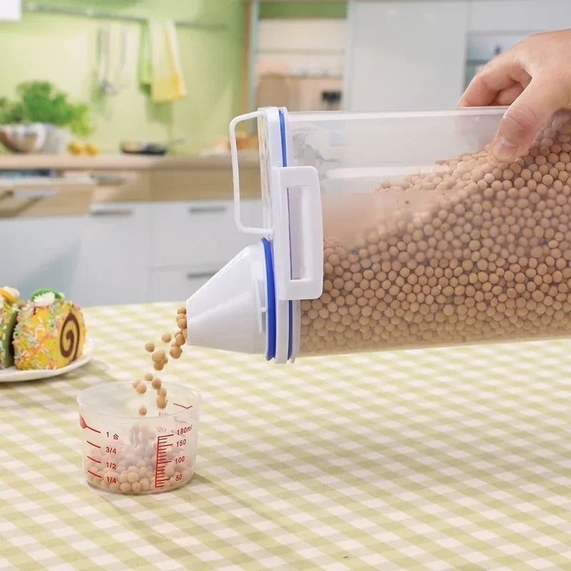 Kitchen cereals storage box Home Kitchen Transparent Plastic PP Food Container Rice and flour Storage Box With Measuring Cup Peaceful Pleasures Health and Wellness