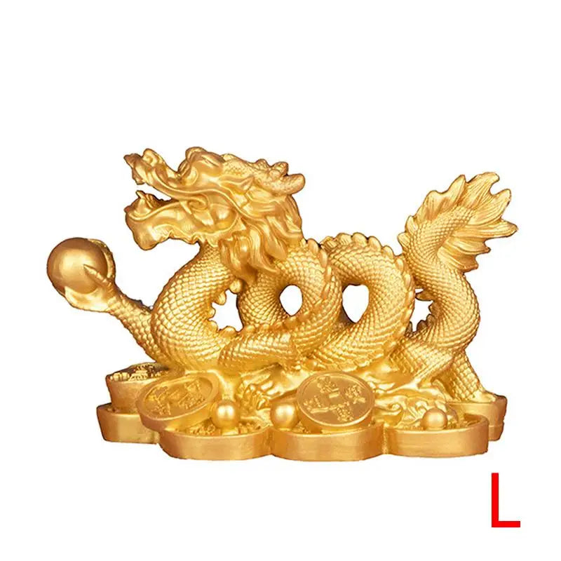 Golden Dragon Feng Shui Resin Ornament | Home & Office Decor