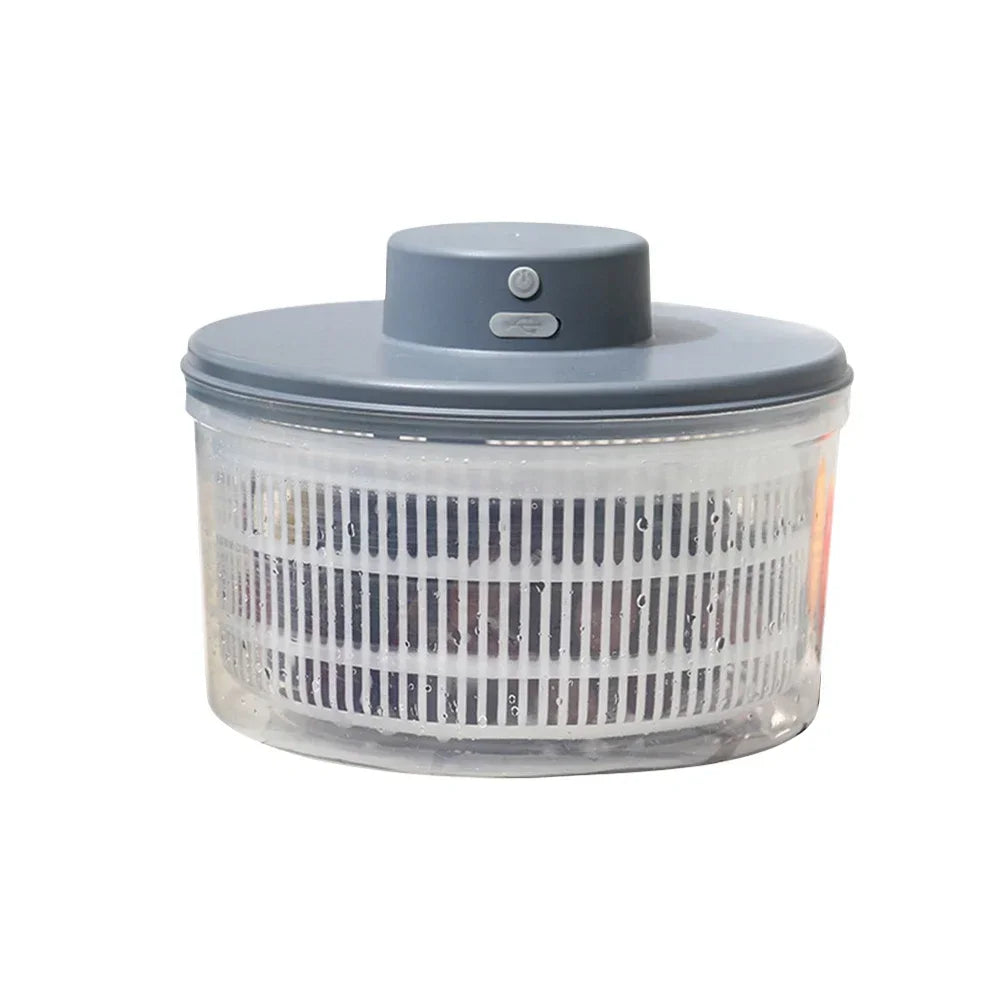 New Salad Spinner Electric/Manual Vegetable Dehydrator Multifunction Food Fruit Dryer Quick Drying Drain Basket Kitchen Tools Peaceful Pleasures Health and Wellness 3L-Gray