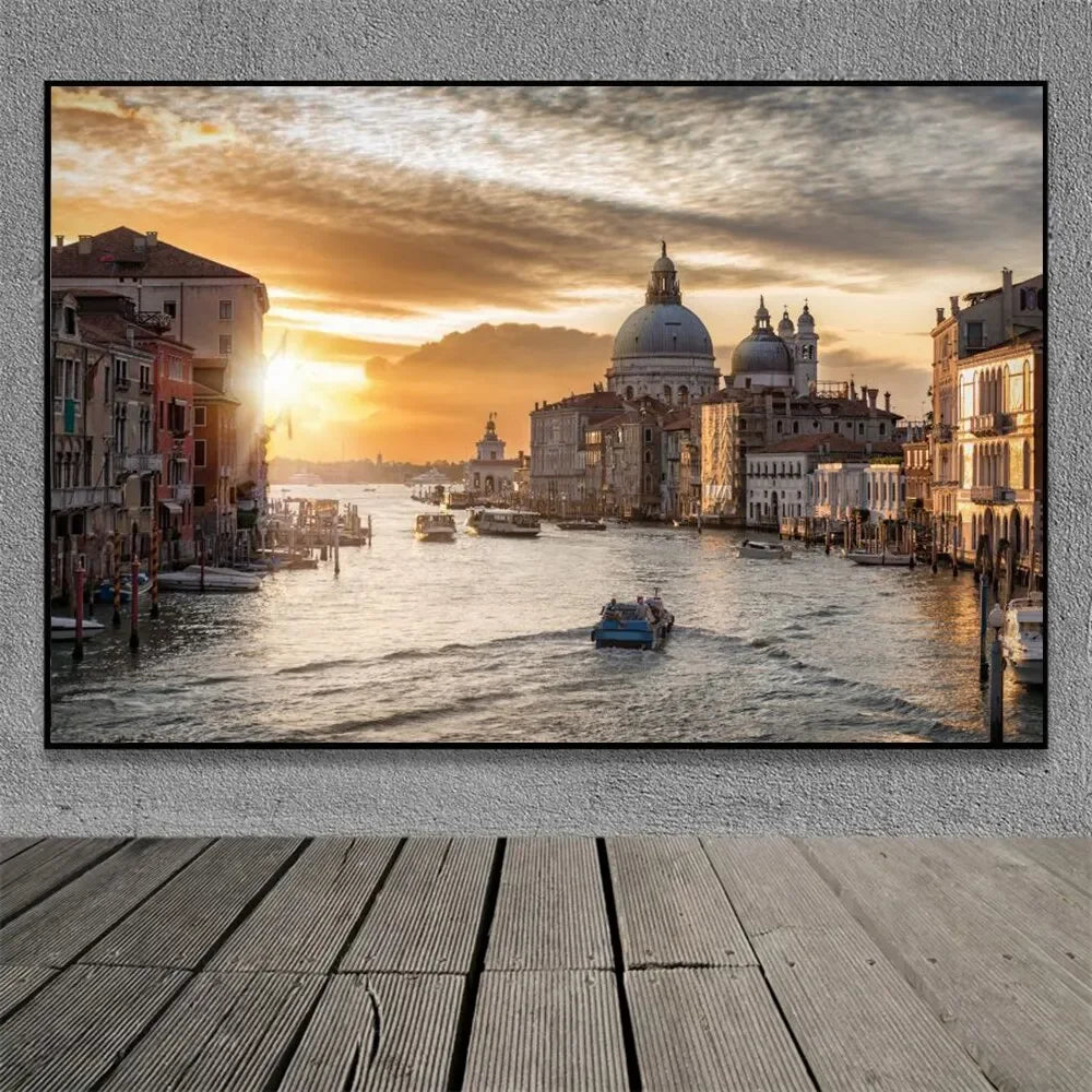 Famous Venice Italy Canvas Painting Wall Art Sunset Natural Scenery Pictures Posters and Prints for Living Room Home Decorati Peaceful Pleasures Health and Wellness C 40x60cm Unframed