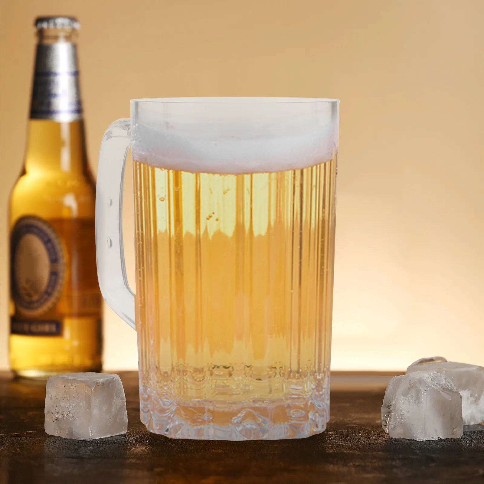 2Pcs 500Ml Extra Thick Plastic Beer Mug Handle Fine Workmanship Non Slip Base Ideal for Beer Water Juice Coffee Soda Peaceful Pleasures Health and Wellness