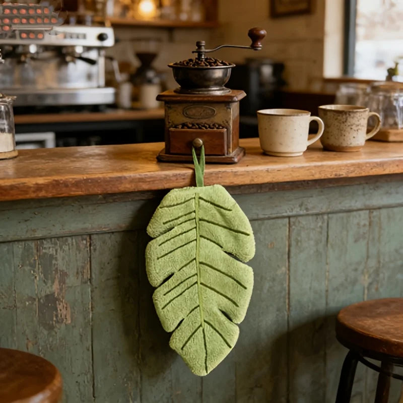 Leaf Shape Hand Towel | Coral Velvet, Super Absorbent