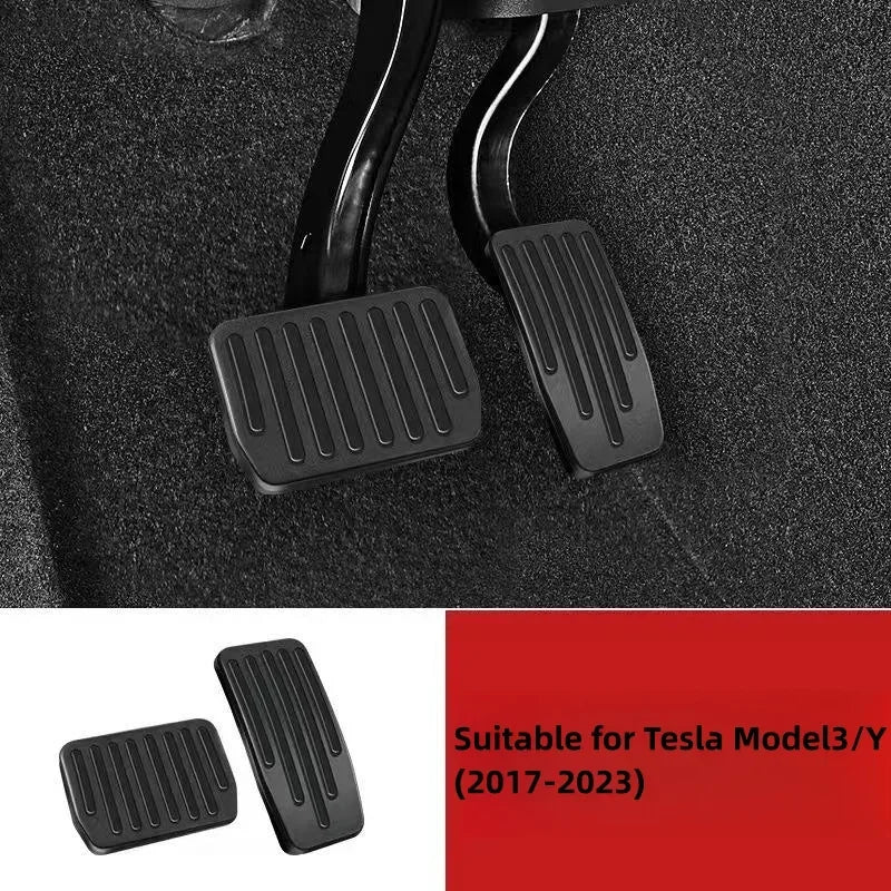 Futhope Car Foot Pedal Pads Covers For Tesla Model 3 Y Highland 2021-2024 Litchi grain anti Slip Accelerator Brake Rest Pedal Peaceful Pleasures Health and Wellness black