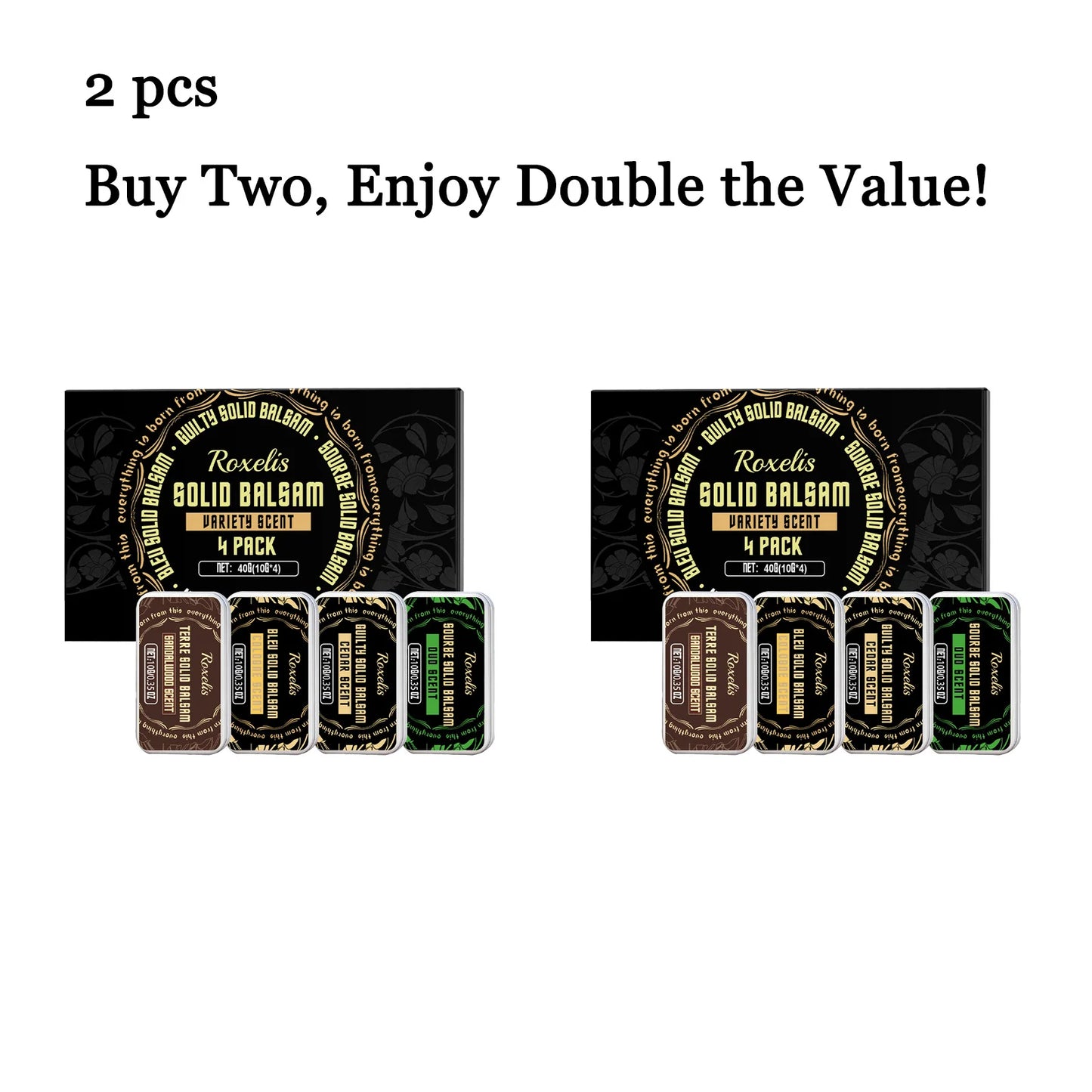 4-Piece Men's Solid Perfume Balm Set | Alcohol-Free Woody Scent